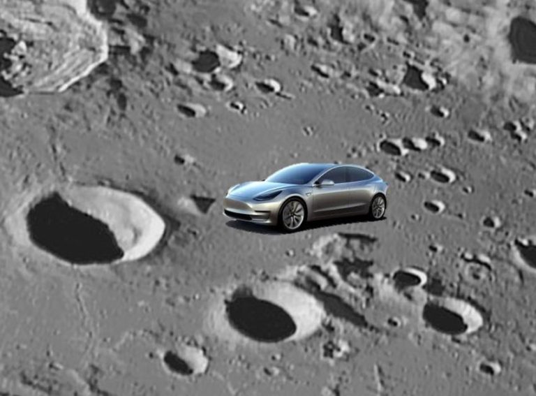 Tesla Model 3 on the Moon